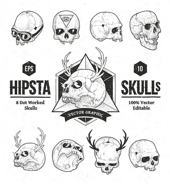 Vector illustration of Hipsta Skulls