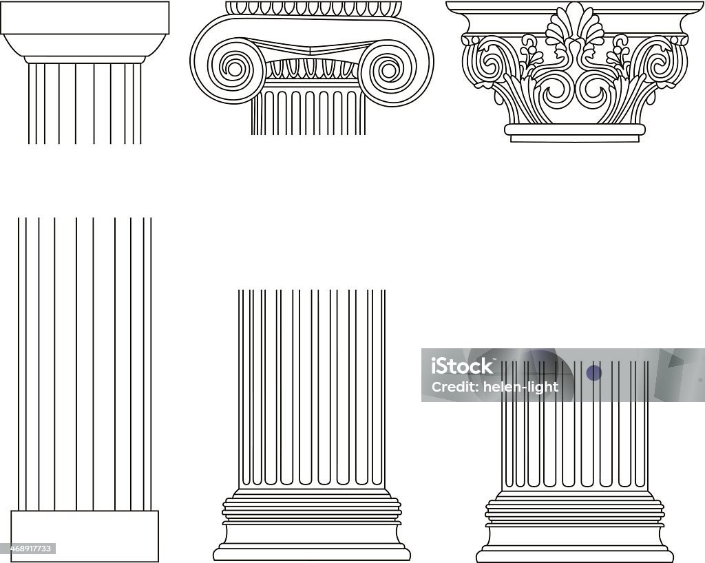 ПечаOld-Stil Griechenland Spalte Hintergrund. Vektor illustrationть - Lizenzfrei Architektonische Säule Vektorgrafik