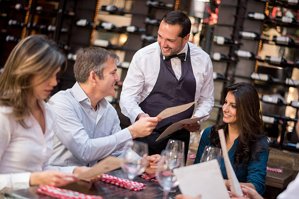 Friends having dinner at a restaurant