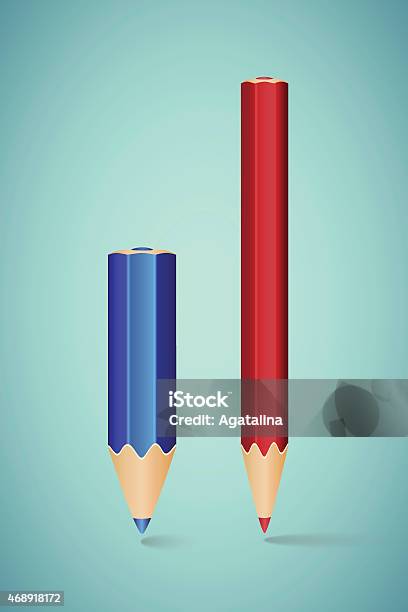 Vector Illustration Two Vertical Pencils Stock Illustration - Download Image Now - 2015, Blue, Contrasts