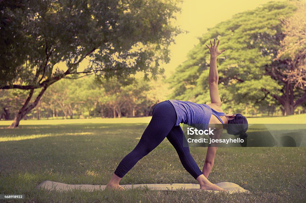 yoga pose in park 2015 Stock Photo