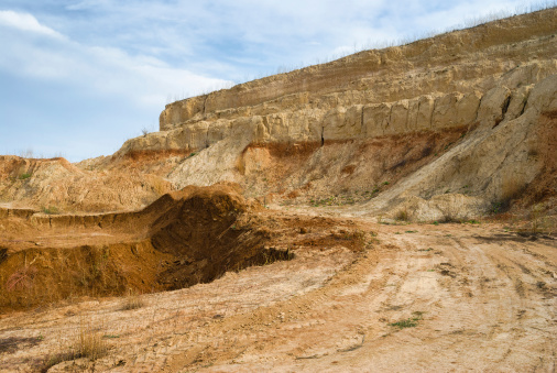 An open clay pit near Dnepropetrovsk city in central Ukraine .