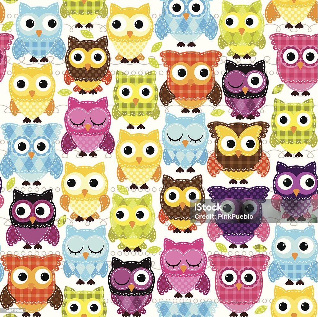 Various seamless tileable vector of owl background Seamless and Tileable Vector Owl Background Pattern. No transparencies or gradients used. Large JPG included. Each element is individually grouped for easy editing. Backgrounds stock vector