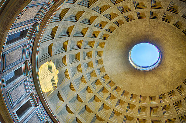 Pantheon with blue sky and reflection stock photo