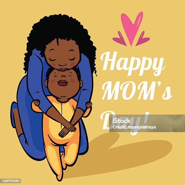 Funny Cartoon Mothers Day Card Vector Illustration Stock Illustration - Download Image Now