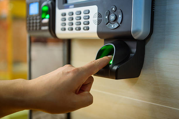 impressão digital sistema de controlo do acesso - fingerprint scanner imagens e fotografias de stock