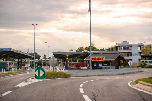 Thonex, Switzerland - May 15, 2014: Customs Office, France and Switzerland border