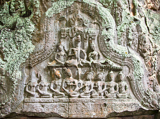 istock Ancient carving on Prasat Ta Prum Temple, Cambodia. 468933103
