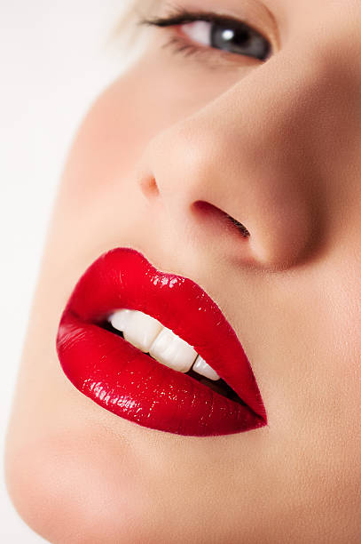 Beautiful Woman with Red Lips stock photo