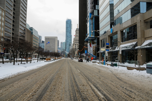 dirt in the city after snow in toronto ontario