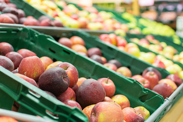 istock Apples in the pallets in the store 468935766