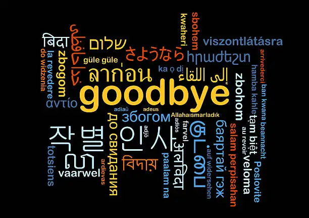 Background concept wordcloud multilanguage international many language illustration of goodbye