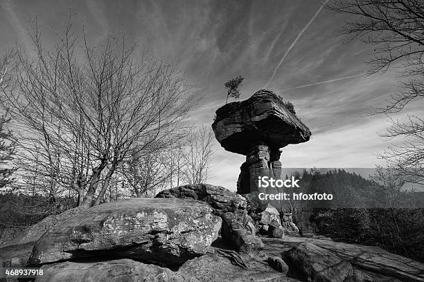 Devils Table Stock Photo - Download Image Now - 2015, Black And White, Blue