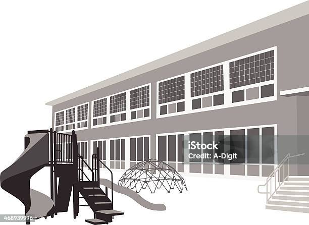 Elementaryschoolbuilding Stock Illustration - Download Image Now - Schoolyard, Playground, Jungle Gym