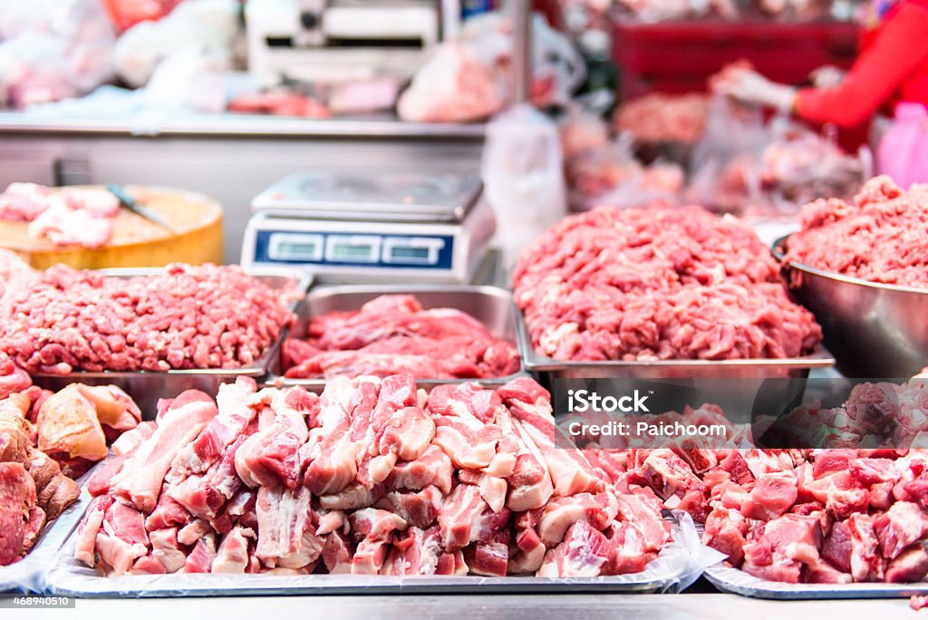 raw meat Raw meat at market,Chiang mai,Thailand 2015 Stock Photo