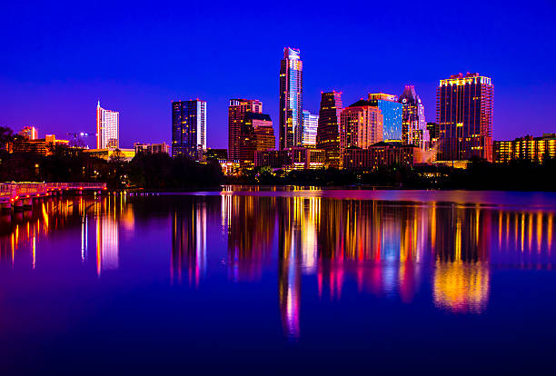 istock Austin Skyline Cityscape Water Glass Reflections 468943368