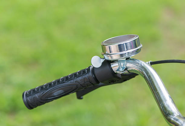 istock Close up handlebars bicycle bell on nature background 468943514