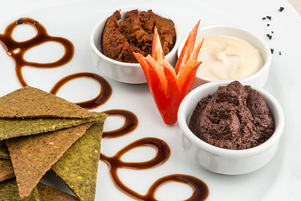 istock Tortilla chips with vegan sauces 468947796