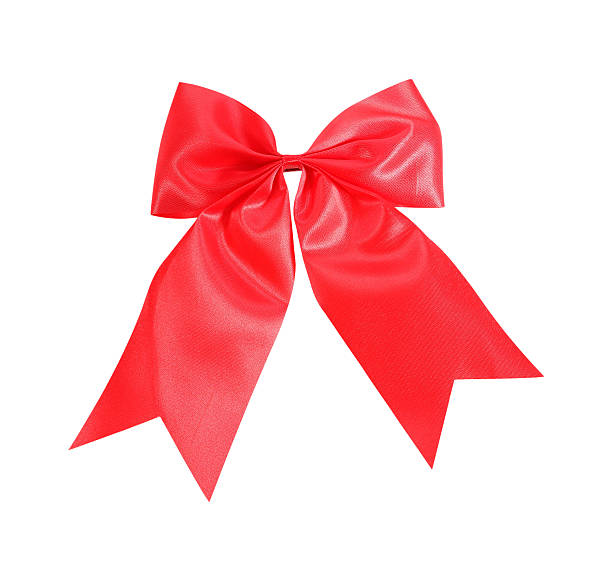 istock Red satin Ribbon bow Isolated on white 468947982