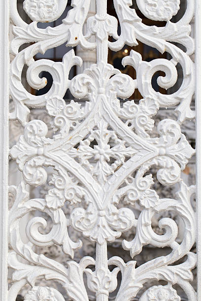 istock White wrought metal pattern, historical Ottoman garden gate motifs 468949112