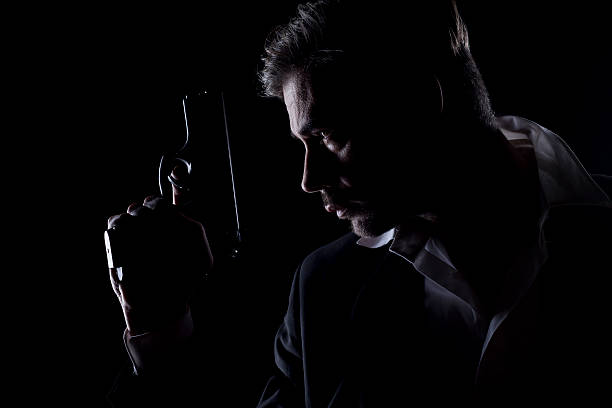 istock Man's silhouette in the dark 468949126