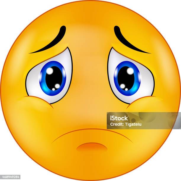 Sad Smiley Emoticon Cartoon Stock Illustration - Download Image Now - Emoticon, Pain, Grief