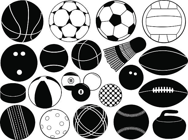 ilustraciones, imágenes clip art, dibujos animados e iconos de stock de juegos de bolas - tennis silhouette vector ball