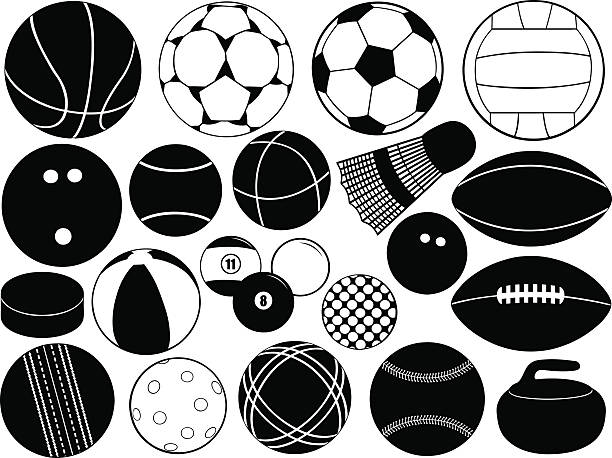 Game balls Different game balls isolated soccer clipart stock illustrations