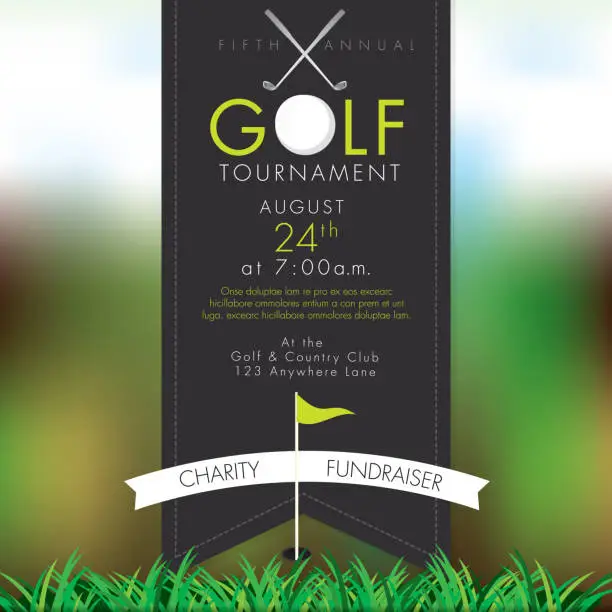 Vector illustration of Classy Golf tournament invitation design template on bokeh