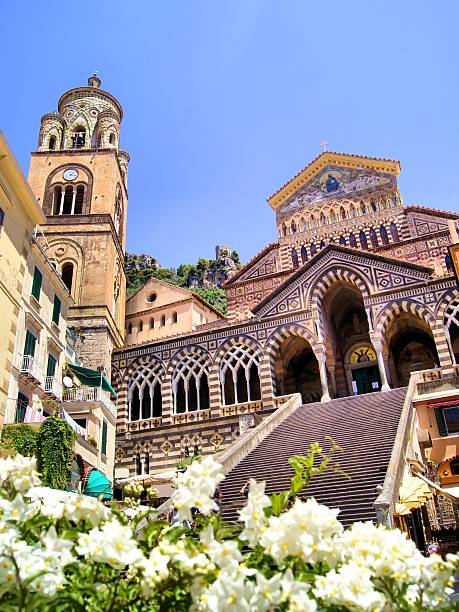 Amalfi Cathedral with flowers, Italy