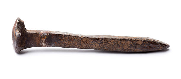 Rustic Nail Railroad Stake An old rustic railroad stake or nail. rusty nails stock pictures, royalty-free photos & images
