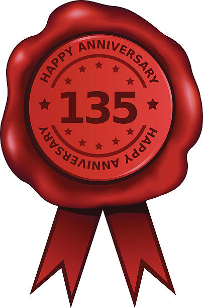 szczęśliwy sto trzydzieści piąta rocznica - rubber stamp quality control branding security stock illustrations