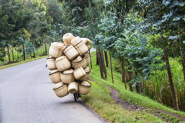 Transport of baskets with bicycle in Rwanda