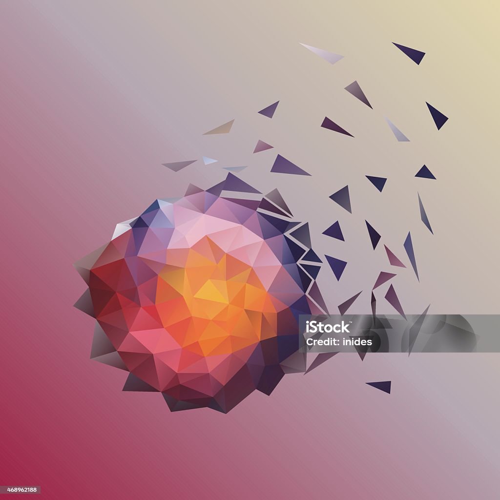 Abstract low poly design Geometric polygonal decorative illustration purple sun planet 2015 stock vector