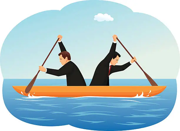 Vector illustration of Rowing businessmen