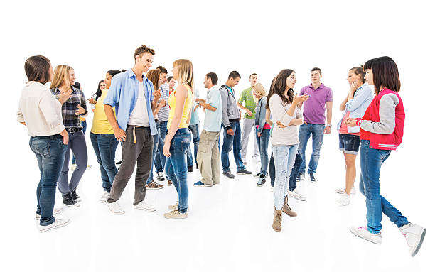 istock Large group of people talking. 468965447