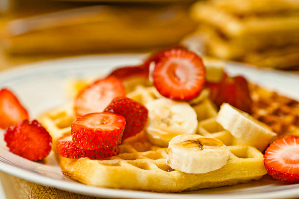 istock Waffles with Strawberries and Bananas 468966321