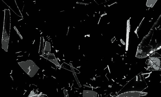 istock Shattered and splitted glass Pieces over black 468970230
