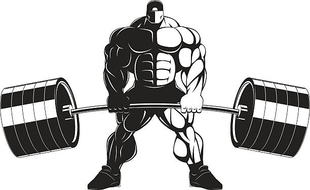 Bodybuilder with a barbell Vector illustration, bodybuilder performs an exercise with a barbell powerlifting stock illustrations