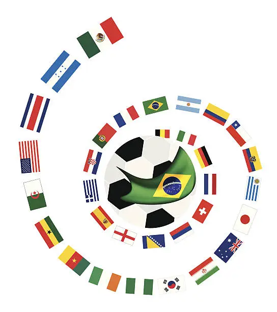 Vector illustration of The 32 Teams in Brazil 2014 World Cup