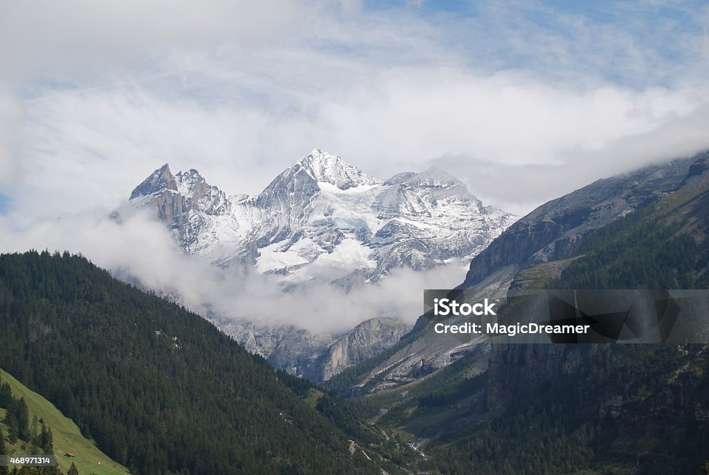 Swiss Alps near Kandersteg The mountains near Kandersteg are counted among the Bernese Alps, a part of the Swiss Alps. The Blüemlisalp (3661 m / 12011 ft) is a mountain massif with different peaks. Kandersteg is known as a famous hiking and climbing area. 2015 Stock Photo