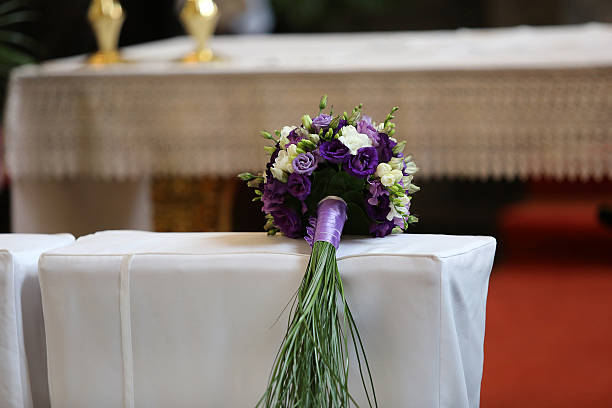 istock Bridal wedding bouquet lying on the hassock 468971657