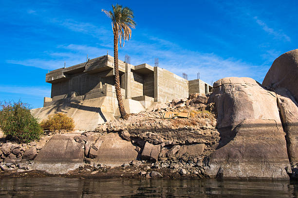 Rocks and nature on the river Nile in Egypt