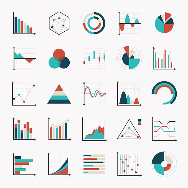 illustrazioni stock, clip art, cartoni animati e icone di tendenza di diagrammi di diagrammi e grafici di icone piatto - research report document file