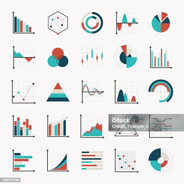 Charts Diagrams And Graphs Flat Icons Stock Illustration - Download Image Now - Graph, Chart, Stock Market and Exchange