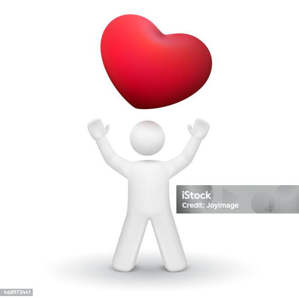3d Person Looking Up At A Red Heart Symbol Stock Illustration - Download Image Now - Abstract, Adult, Aspirations