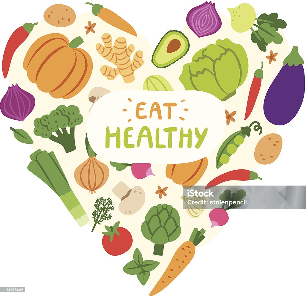 Eat healthy Vegetable heart with eat healthy sign Go - Single Word stock vector