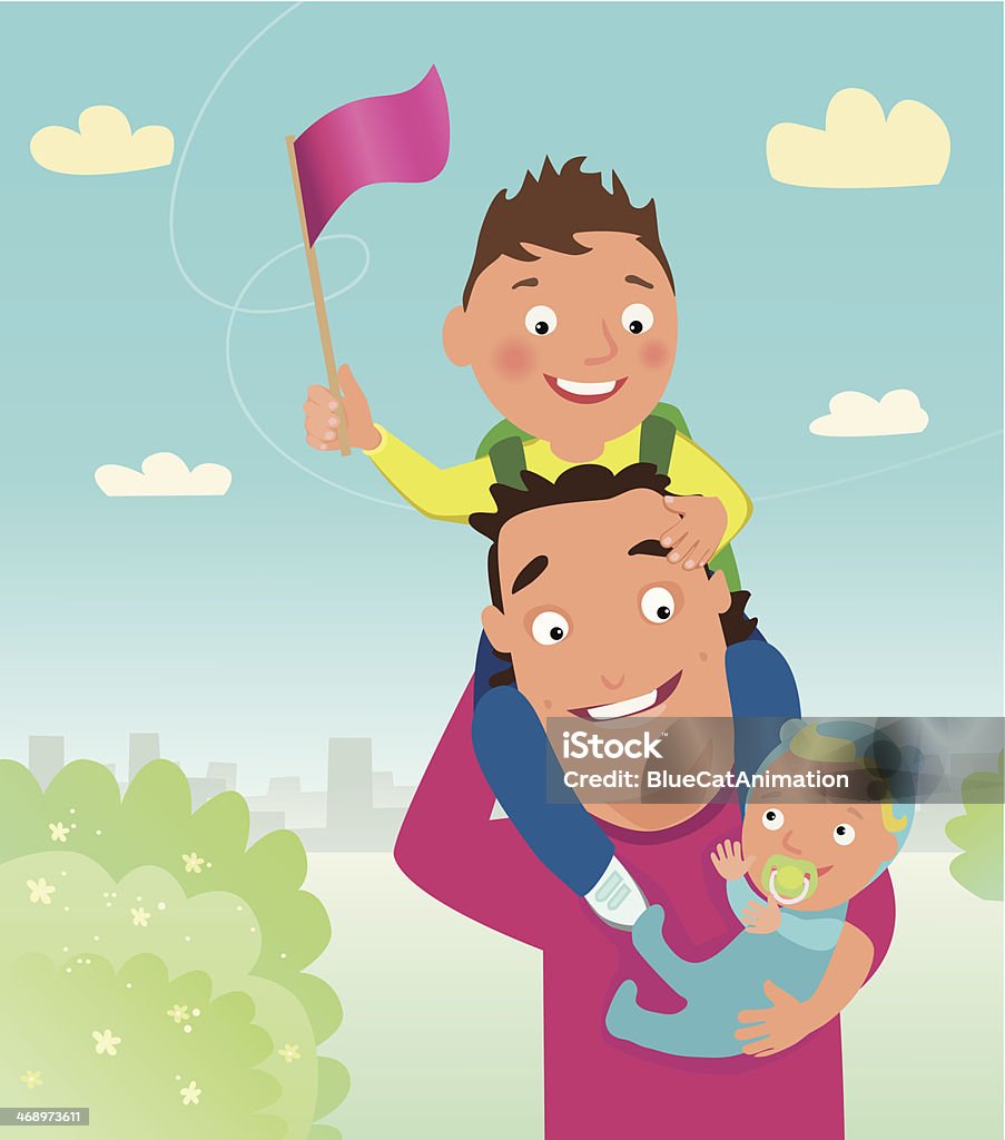 Padre y niños - arte vectorial de Adulto libre de derechos