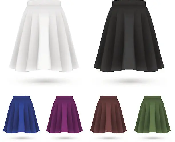 Vector illustration of Pleated skirt set template.