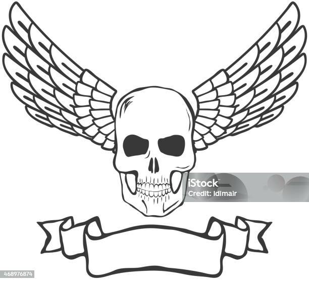 Skull With Wings Isolated On White Background Vector Stock Illustration - Download Image Now